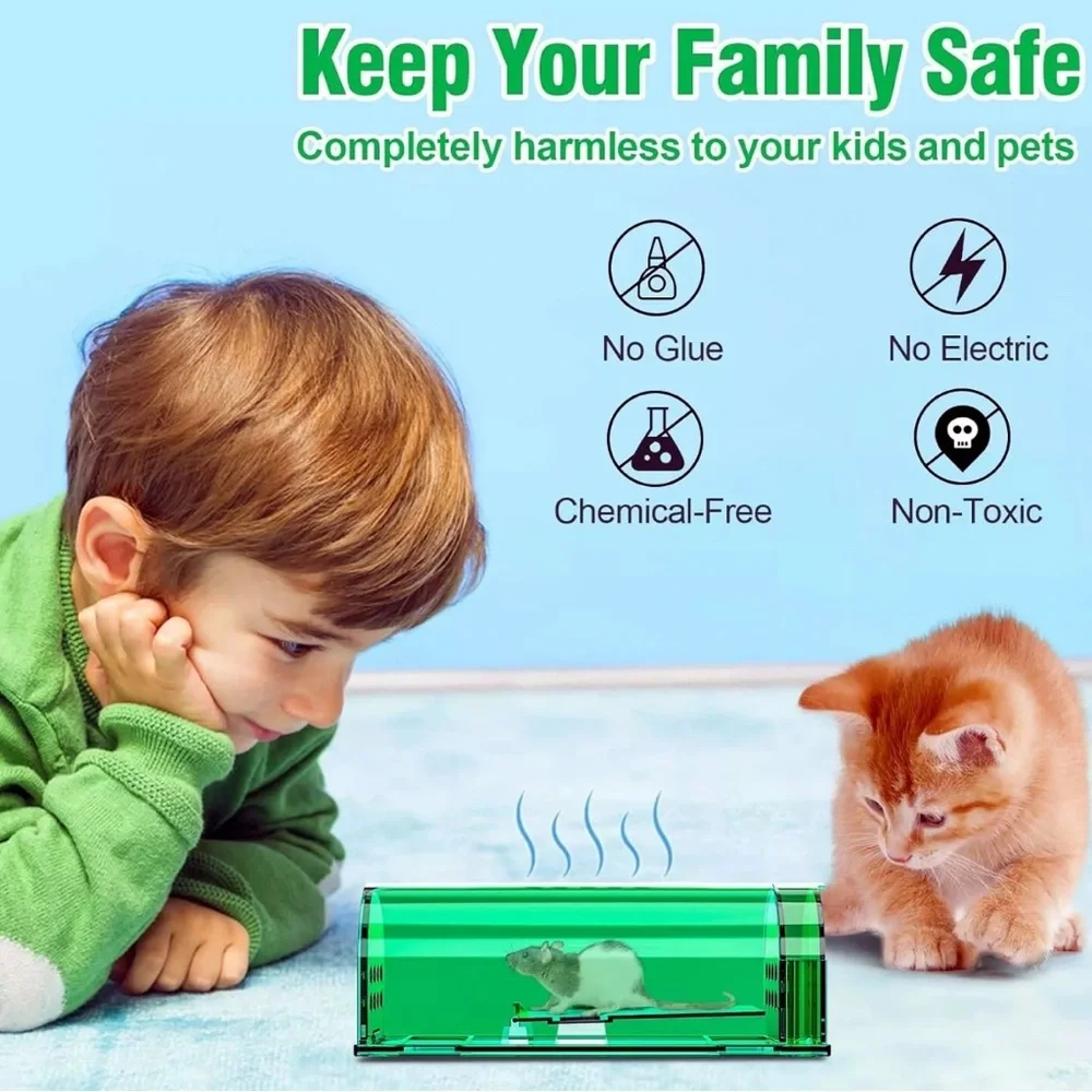 2 Pack Humane Mouse Traps No Kill, Live Mouse Trap, Reusable Mice Trap. New